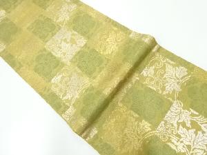 リサイクル　変わり市松に花唐草模様織出し袋帯